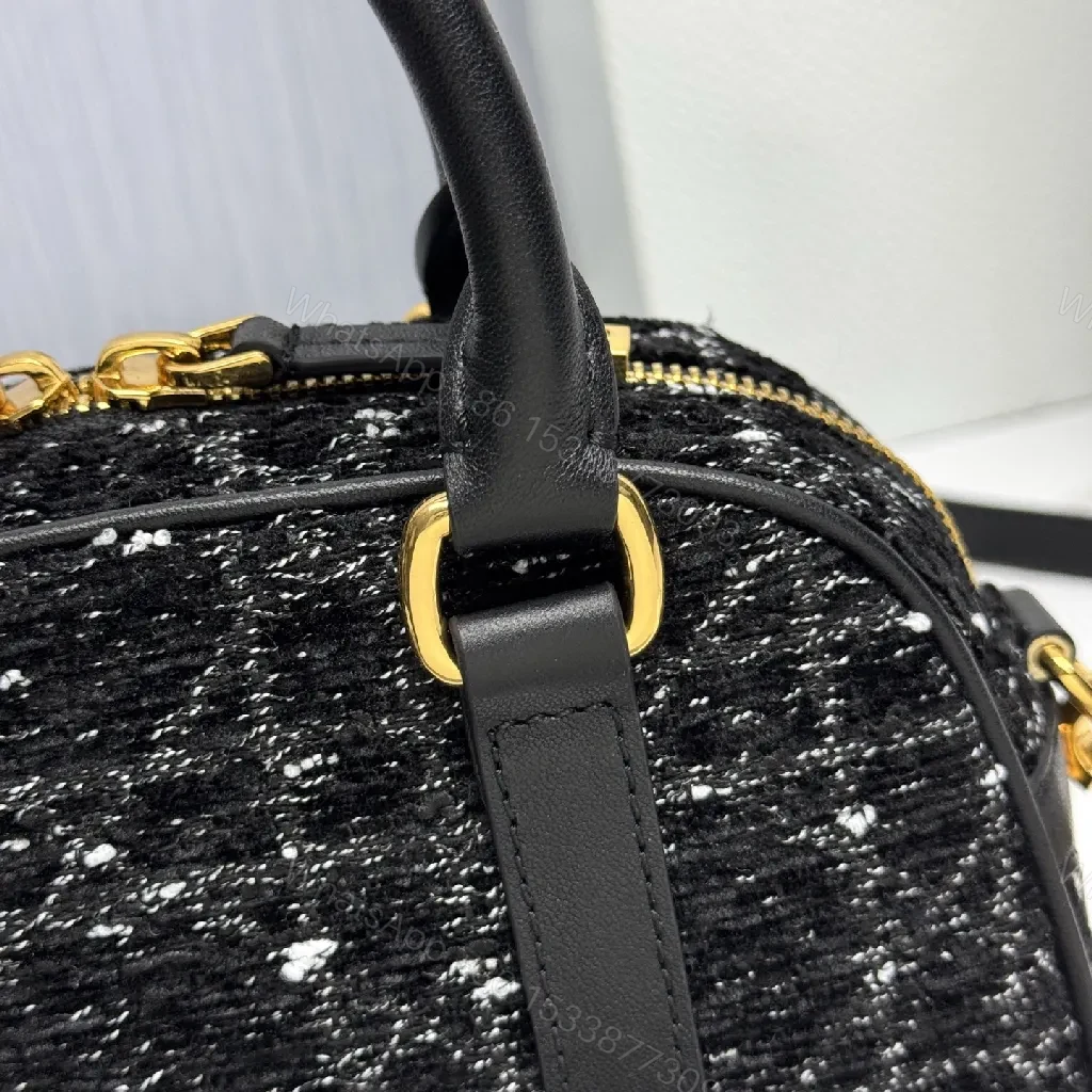 View 2 of Black Sequin Satchel with Leather Accents Mini Bag - Evening Chic