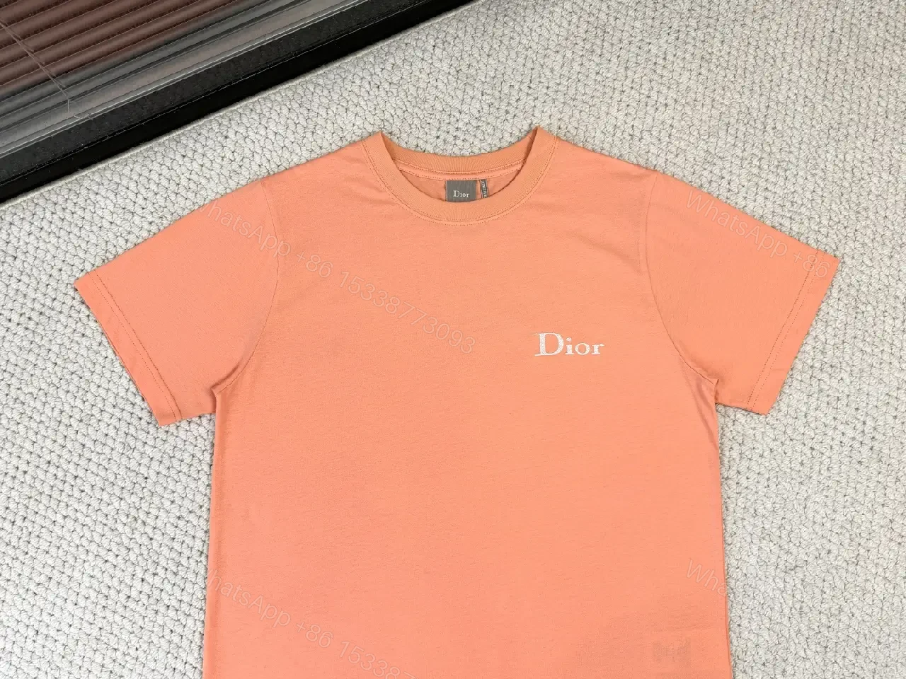 View 4 of Coral Cotton T‐Shirt with Subtle Logo – Everyday Luxury Comfort
