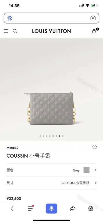 View 4 of Grey MatelassÃ© Mini Crossbody Bag â€“ Luxe Style, Gold Chain, Everyday