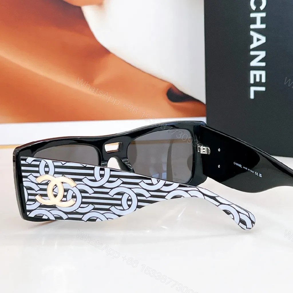 View 4 of Bold Chanel Sunglasses: Black Acetate, Interlocking CC Logo