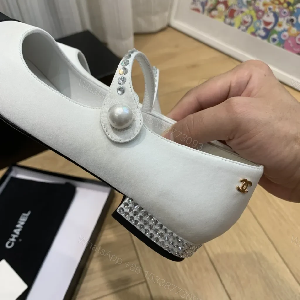 View 5 of Two-Tone Crystal T-Strap Mary Jane Flats, Luxe Comfort