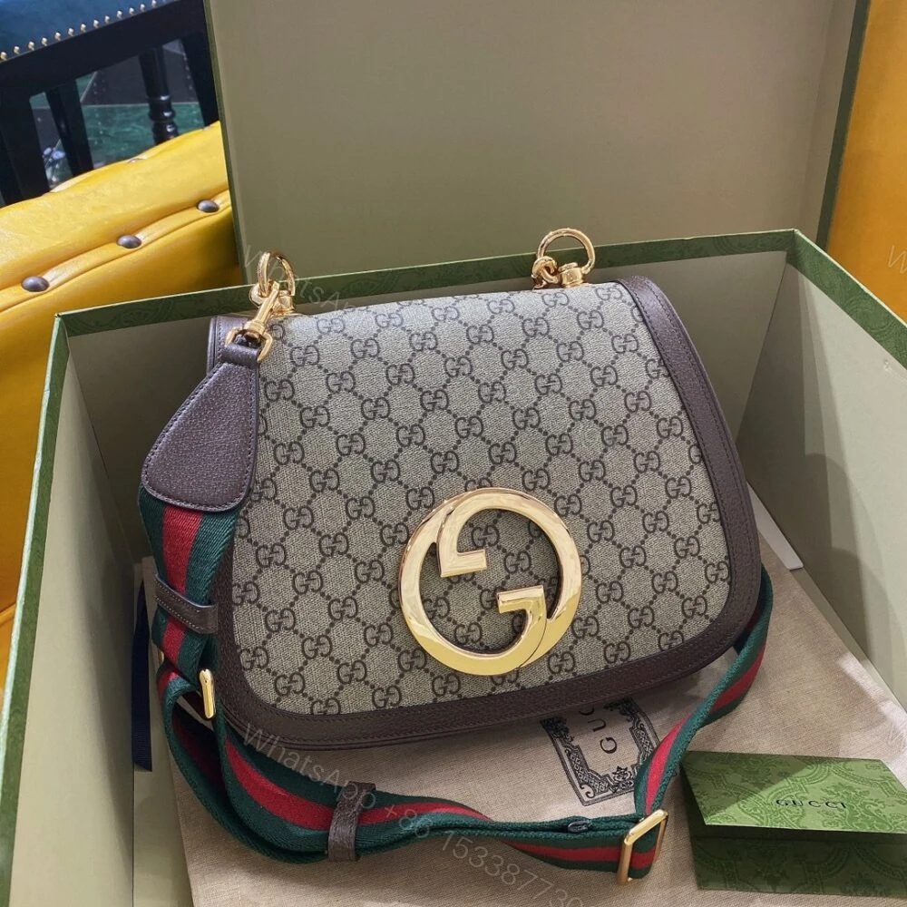 View 2 of Gucci Blondie Medium Shoulder Bag Beige And Ebony 29Cm 699210 96IWG 8745
