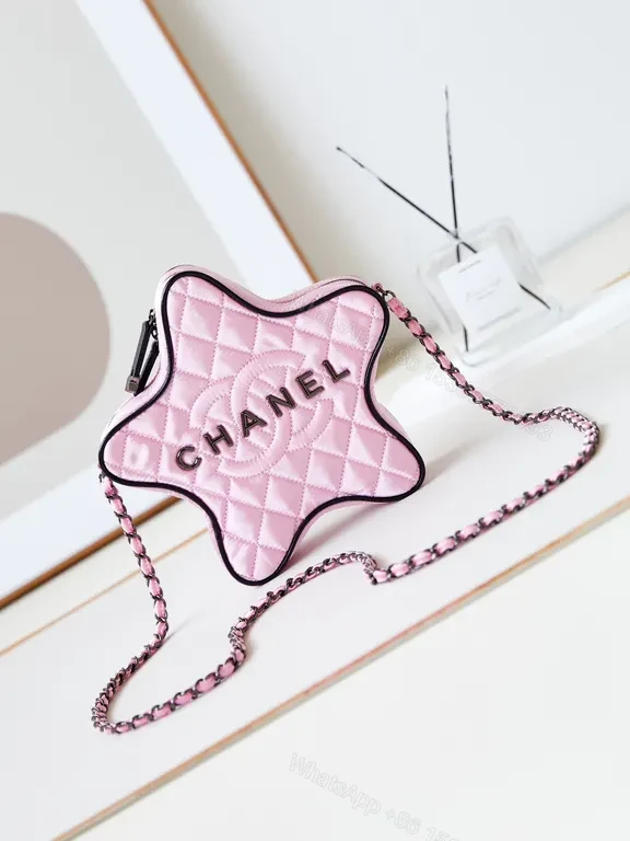 Chanel-Inspired Star Shaped Pink Quilted Crossbody Bag — view 1