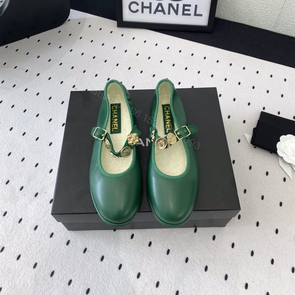 高仿Chanel*G45778B圓頭塔扣芭蕾舞鞋綠色免檢版 — view 1