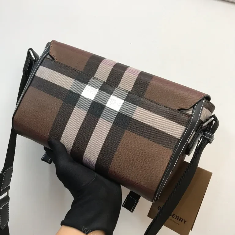 View 3 of Structured Plaid Messenger: Premium Crossbody with Signature Organization