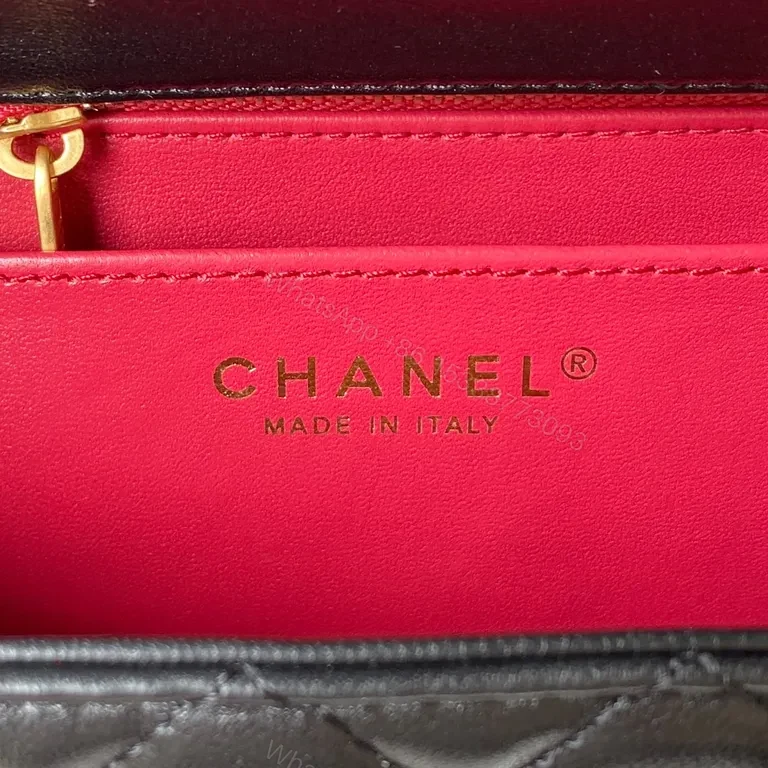 View 5 of Black Calf Leather Quilted Crossbody with Gold Chain - Luxe, Adjustable, Everyday Chic