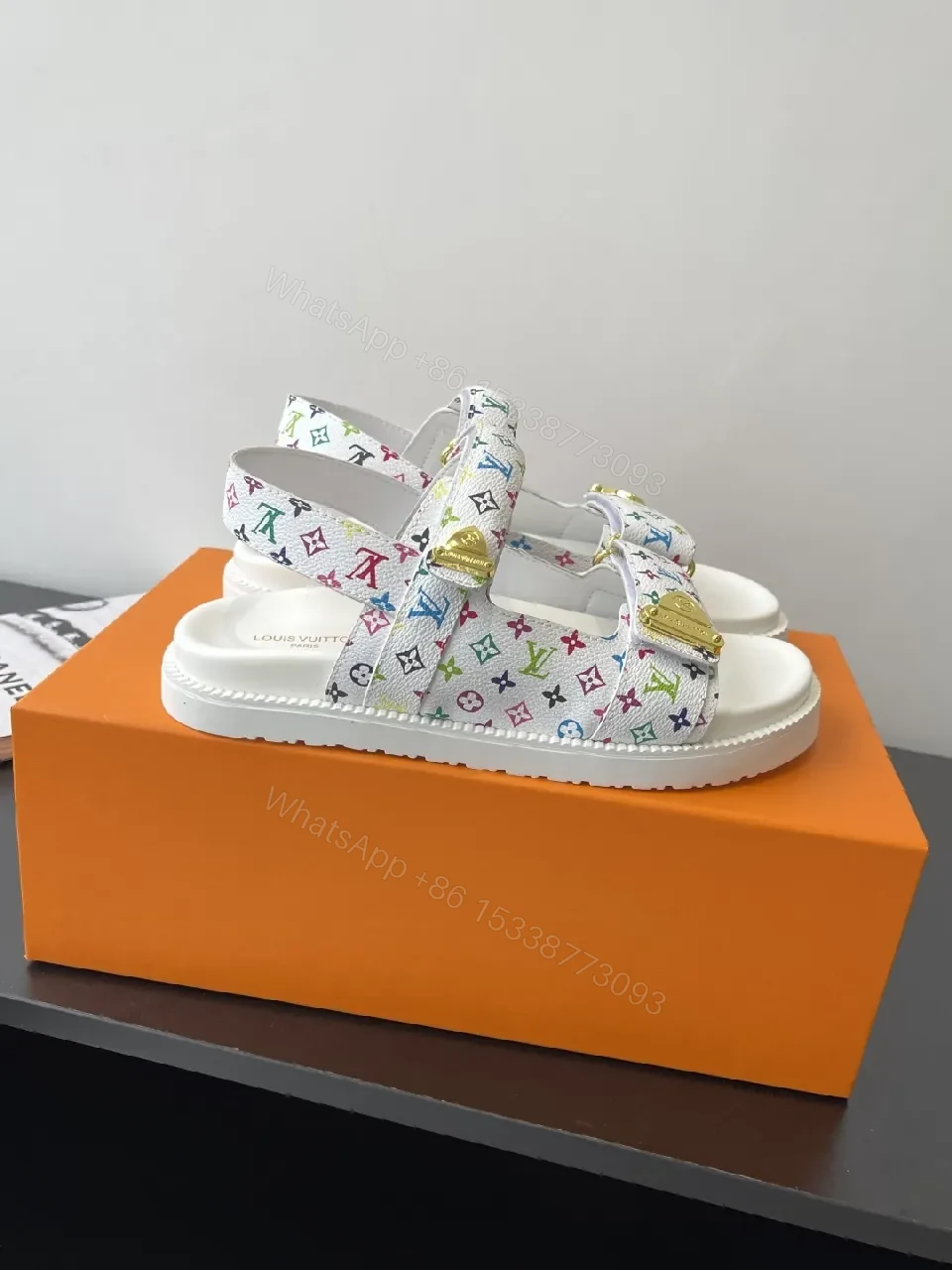 View 2 of Colorful Monogram Comfort Sandals: Playful Luxury in Steps