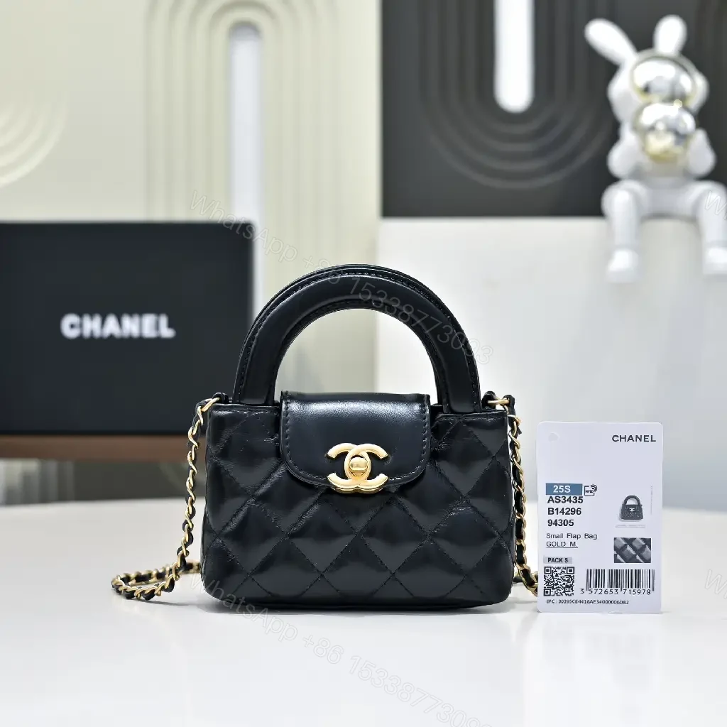 View 9 of Quilted Calfskin Mini Flap Bag: Gold Turn-Lock Luxury