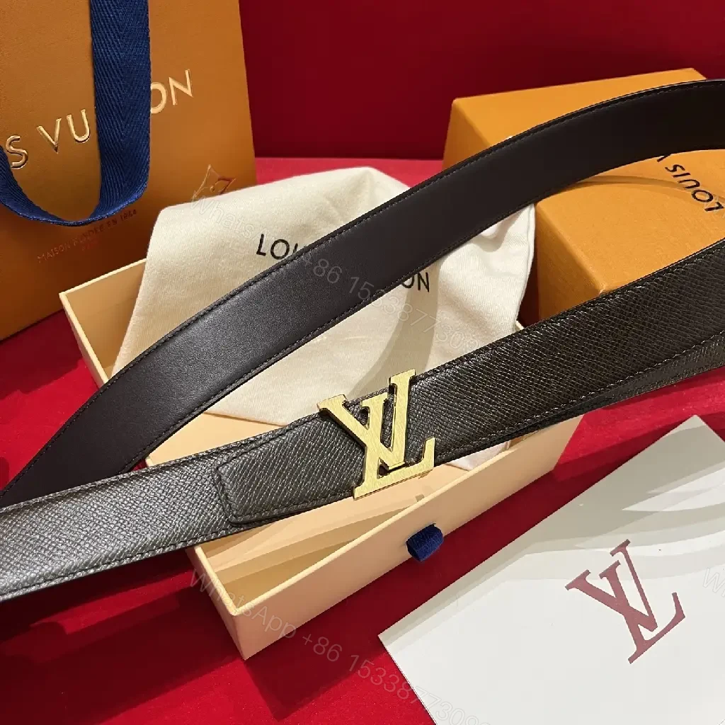 View 2 of Structured Black Leather Belt with Gold Buckle - Premium Durability
