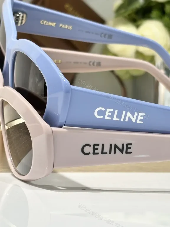View 3 of Black Matte Cat-Eye Sunglasses | Acetate, UV400 Gradient, CELINE Detail