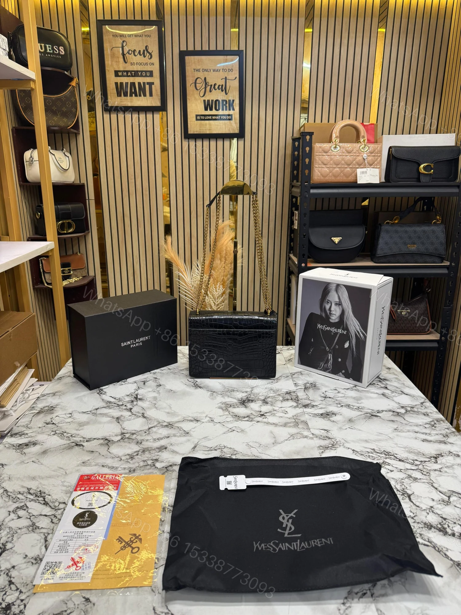 View 5 of FIRST COPY YSL SUNSET CROCO CALFSKIN SHOULDER BAG