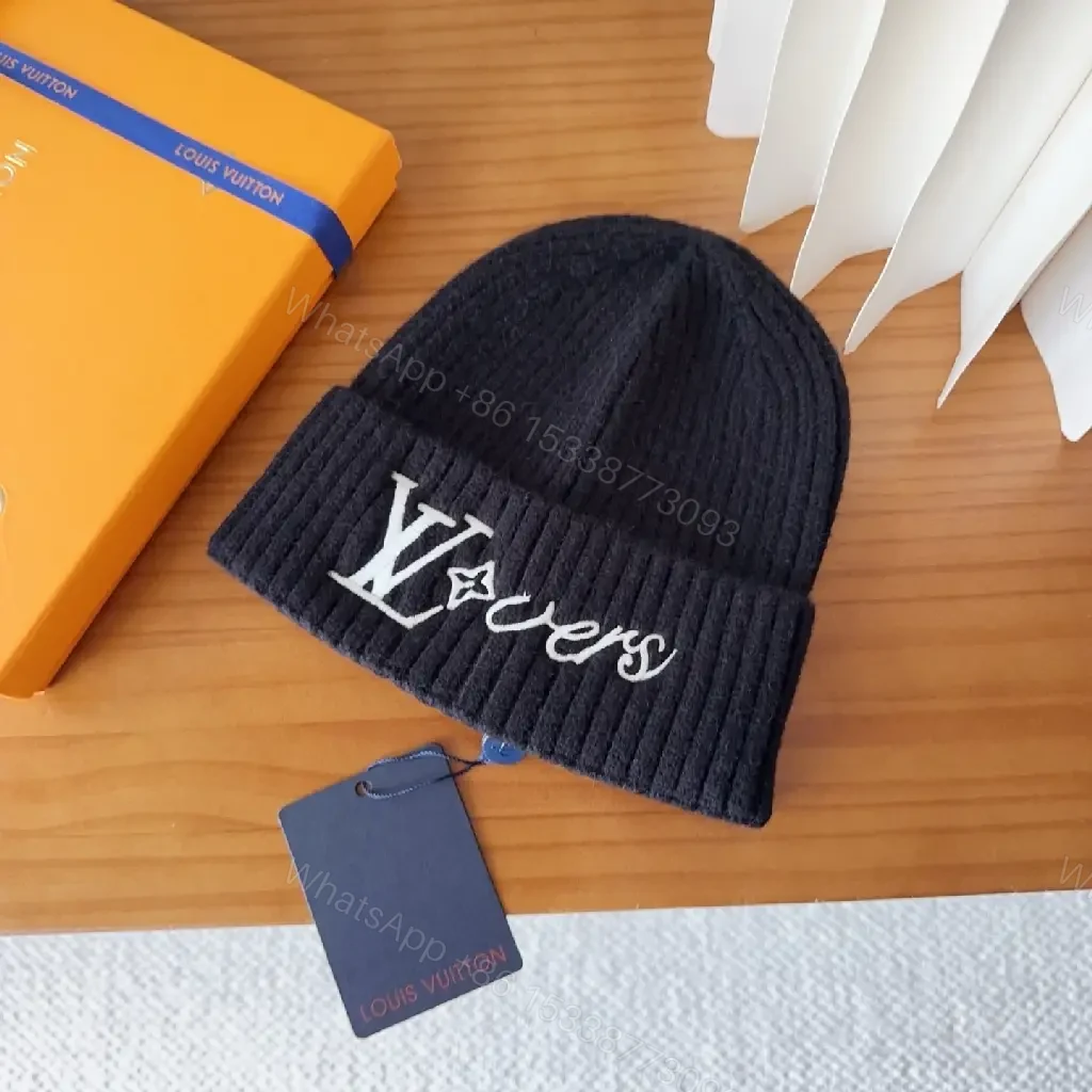 View 7 of Edgy Knit Beanie: Black Rib—Signature LV Stitching, Luxe Warmth