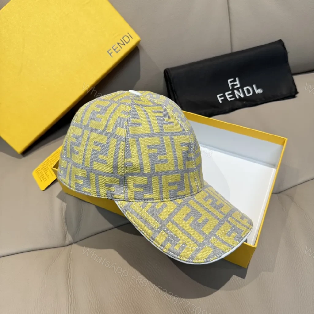 View 7 of Two-Tone Fendi-Style Logo Jacquard Cap with Adjustable Back