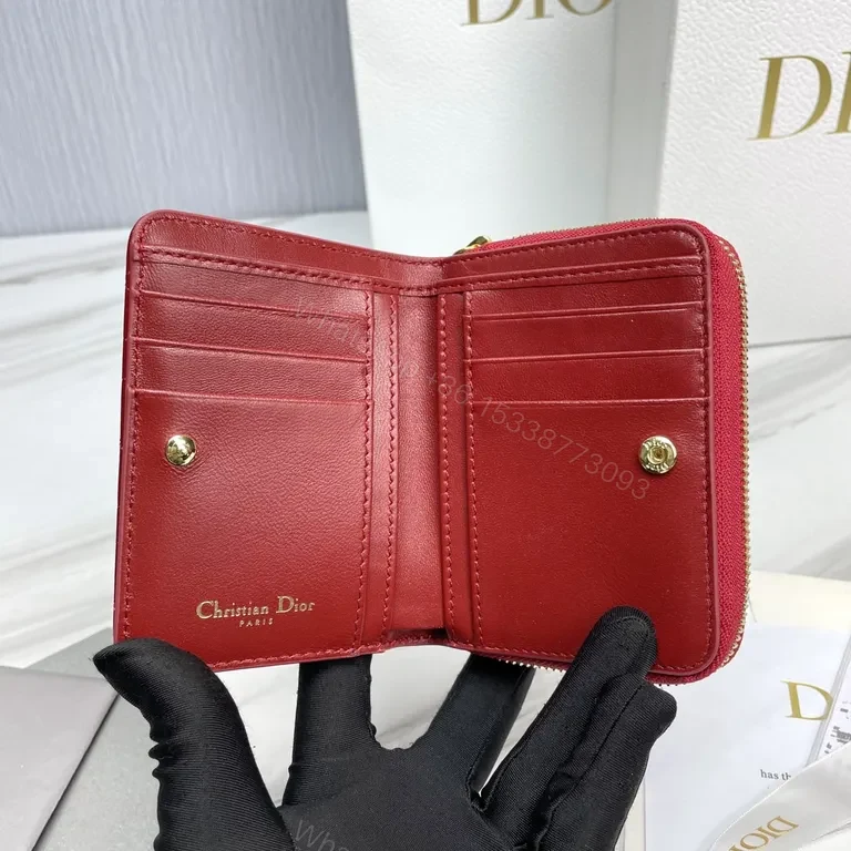 View 9 of Red Patent Quilted Wallet with Gold Emblem - Compact Glamour Wallet