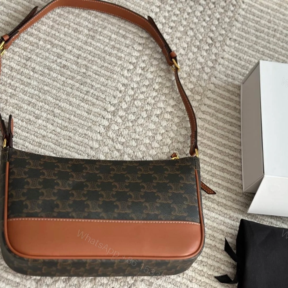 View 5 of CELINE SHOULDER BAG IN TRIOMPHE CANVAS TAN 25CM 119412BZJ 04LU