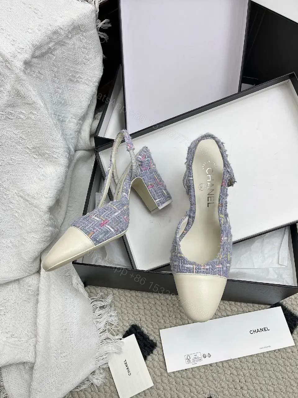 View 8 of Textured Tweed Slingback Pumps: Elegant All-Day Comfort