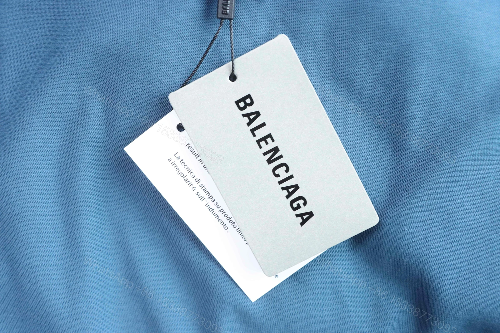 View 7 of Balenciaga Clothes 25SS Grain Wheat Embroidered Short Sleeve T-shirt blue