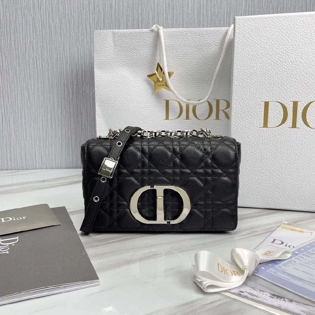 Quilted Calfskin Crossbody: Black, Silver Hardware, Luxe Compact Bag — view 1