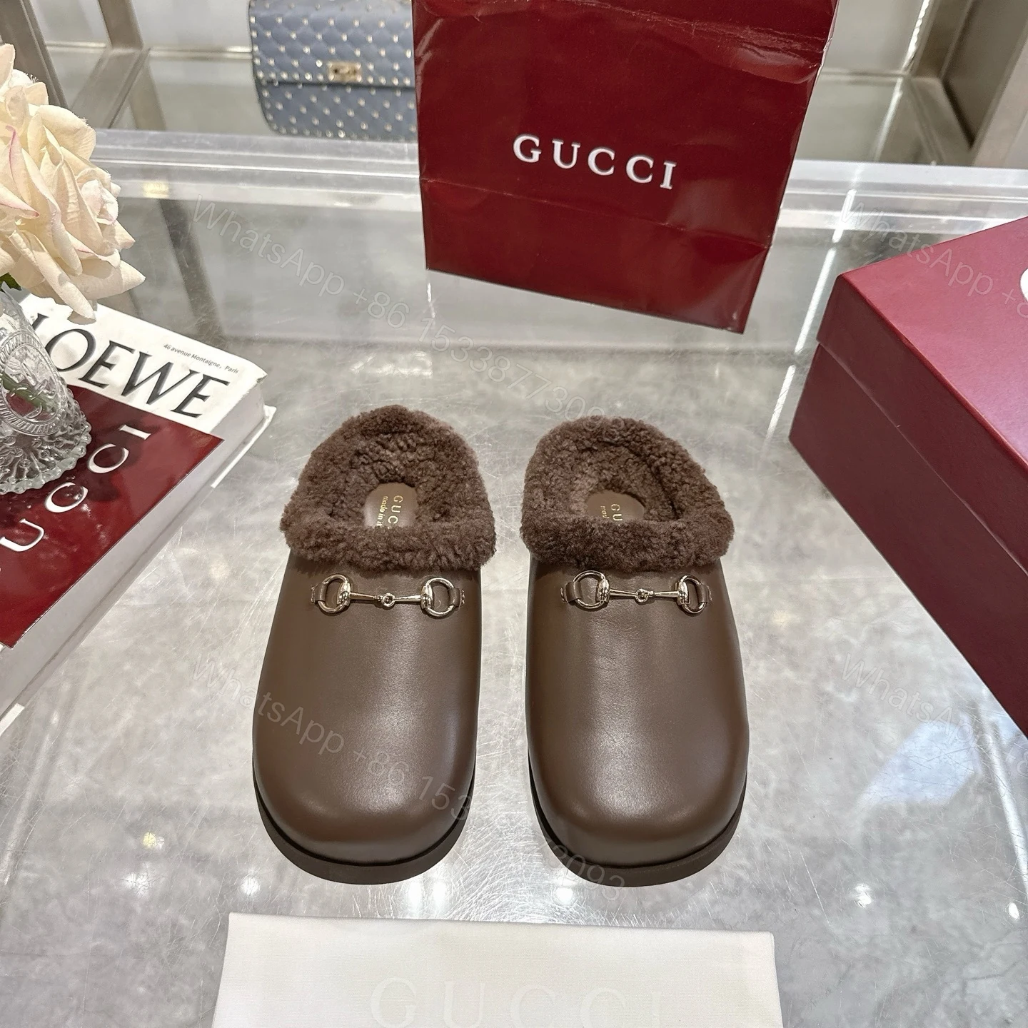 View 2 of Gucci Women Mule With Horsebit Brown Leather