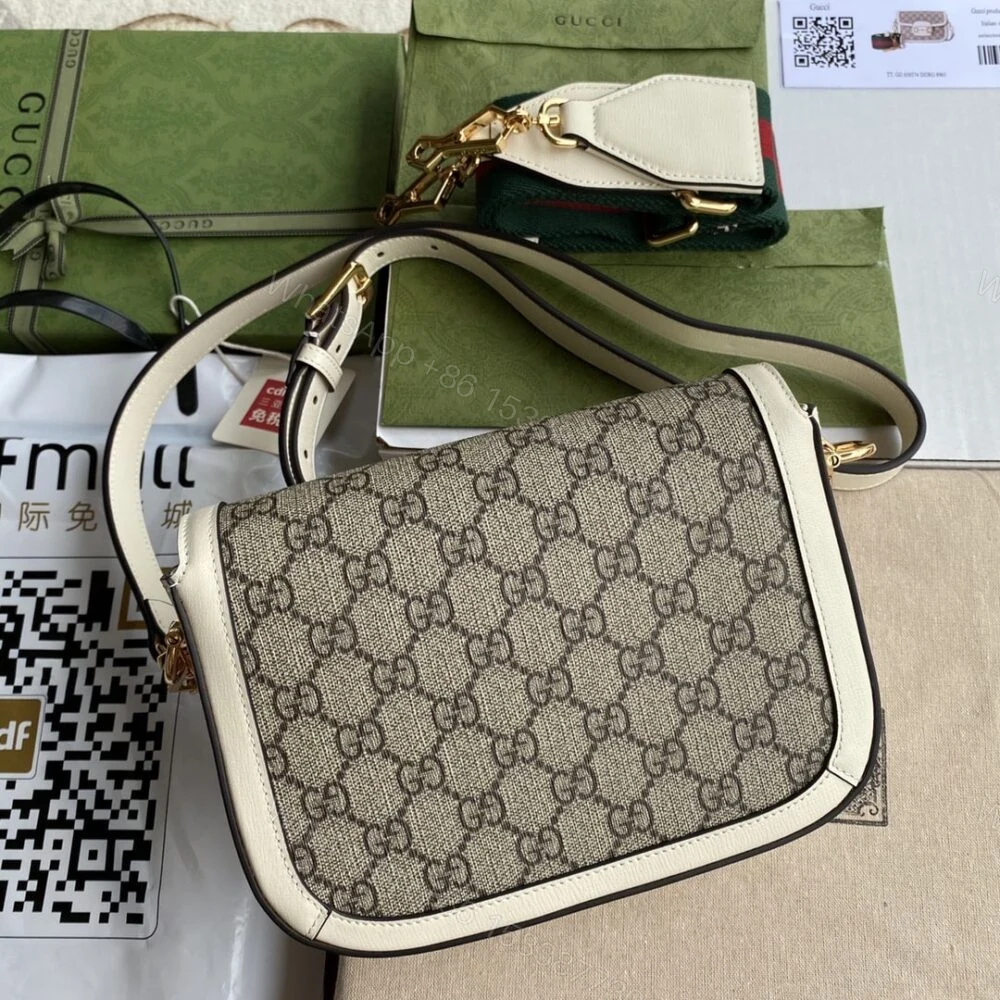 View 6 of Gucci Horsebit 1955 Mini Bag Beige And White 20Cm 658574 HUHHG 9759