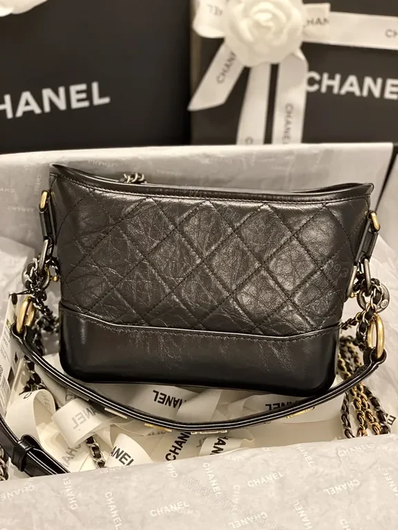 View 9 of Chanel-Inspired Quilted Leather Crossbody with Gold Hardware