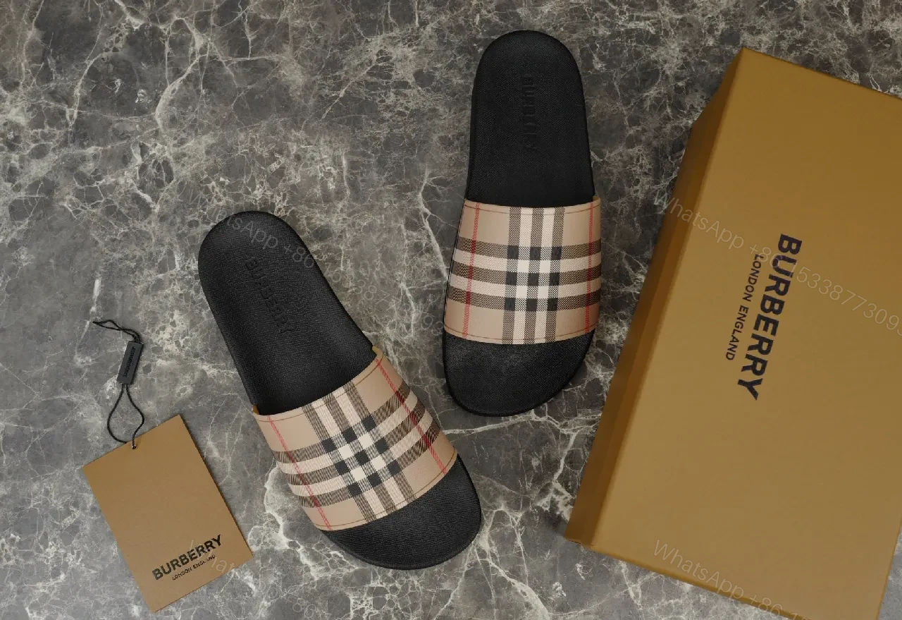 View 6 of Iconic Check Slide Sandals: All-Day Comfort, Luxury Style