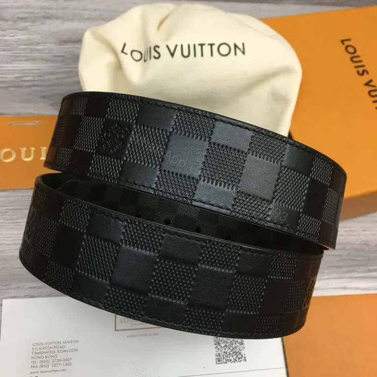 View 8 of Black Damier Belt with Signature Hardware - Luxe Coated Canvas
