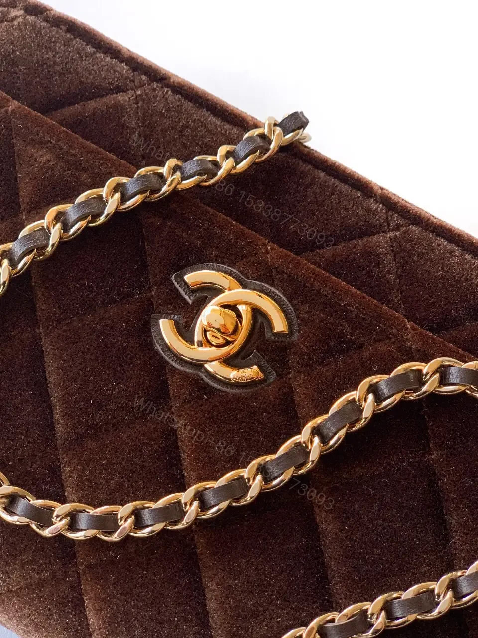 View 9 of Velvet Flap Bag: Rich Chocolate Chain-Detail Luxury