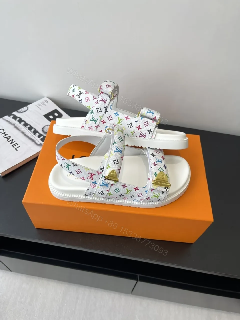 View 3 of Colorful Monogram Comfort Sandals: Playful Luxury in Steps