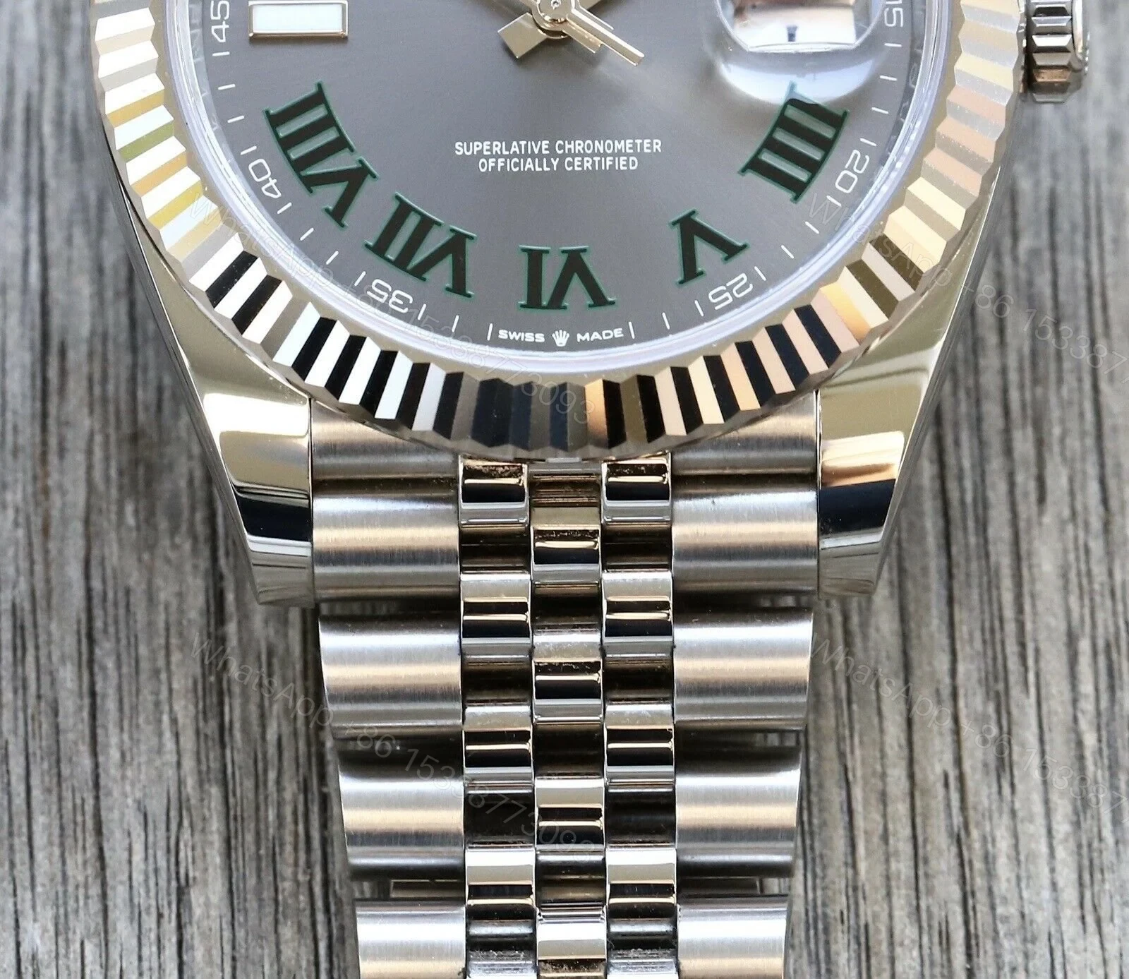 View 4 of Rolex Datejust Rhodium Dial 126334 “Wimbledon” Flutted/Jubilee 41 mm