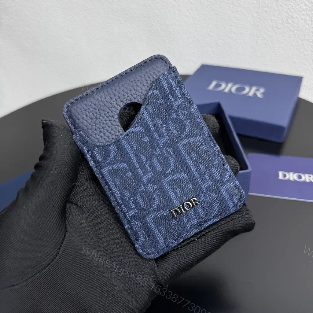 View 7 of Blue Patterned Card Case — Textured Luxe, Slim Organizer