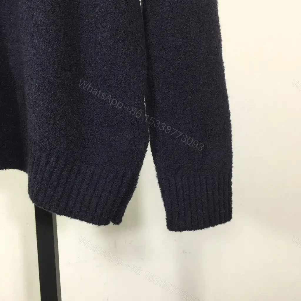 View 8 of Navy Knit Logo Sweater — Luxe Casual Knitwear, Regular Fit