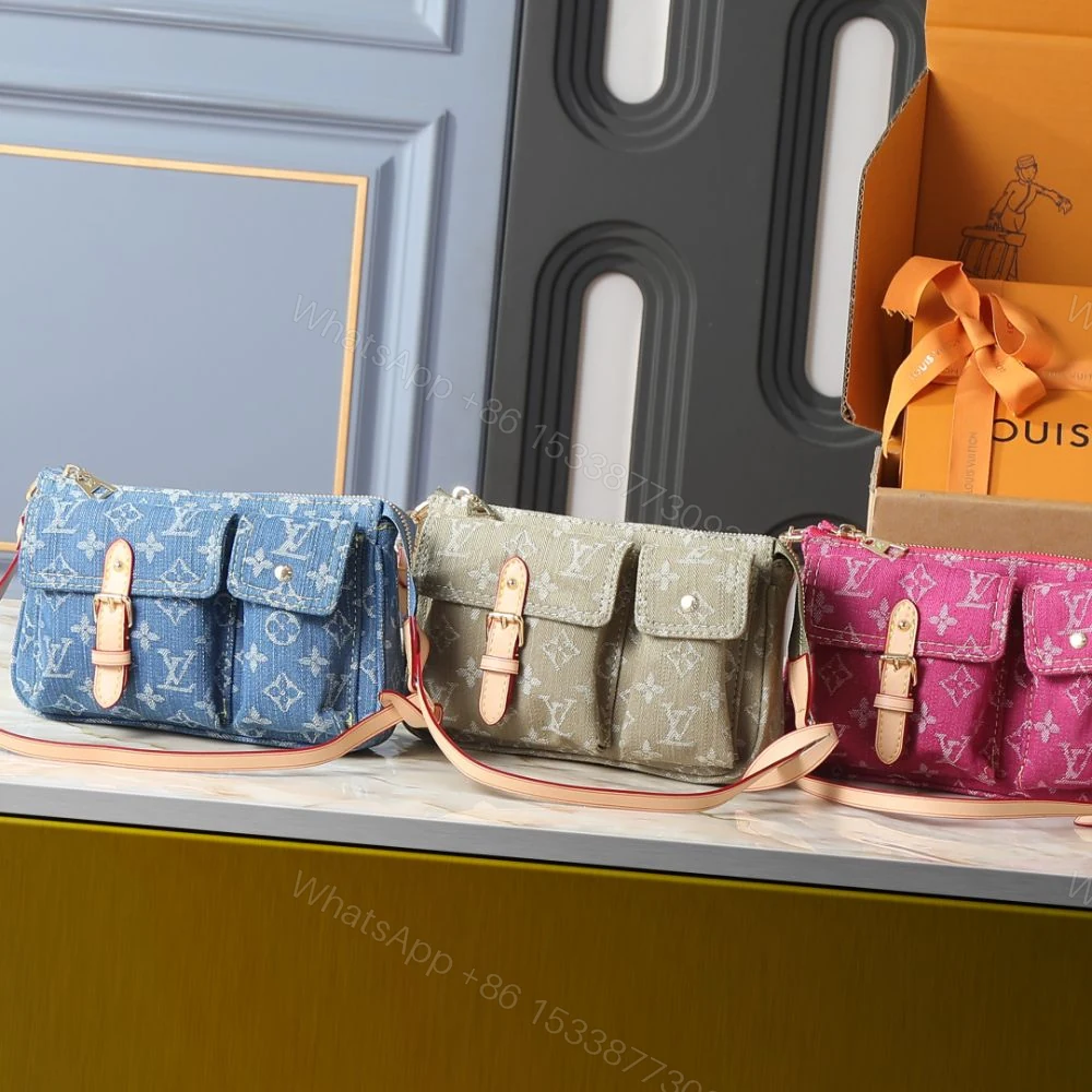 View 10 of Louis Vuitton Pochette Accessoire Cargo Khaki Denim 23cm