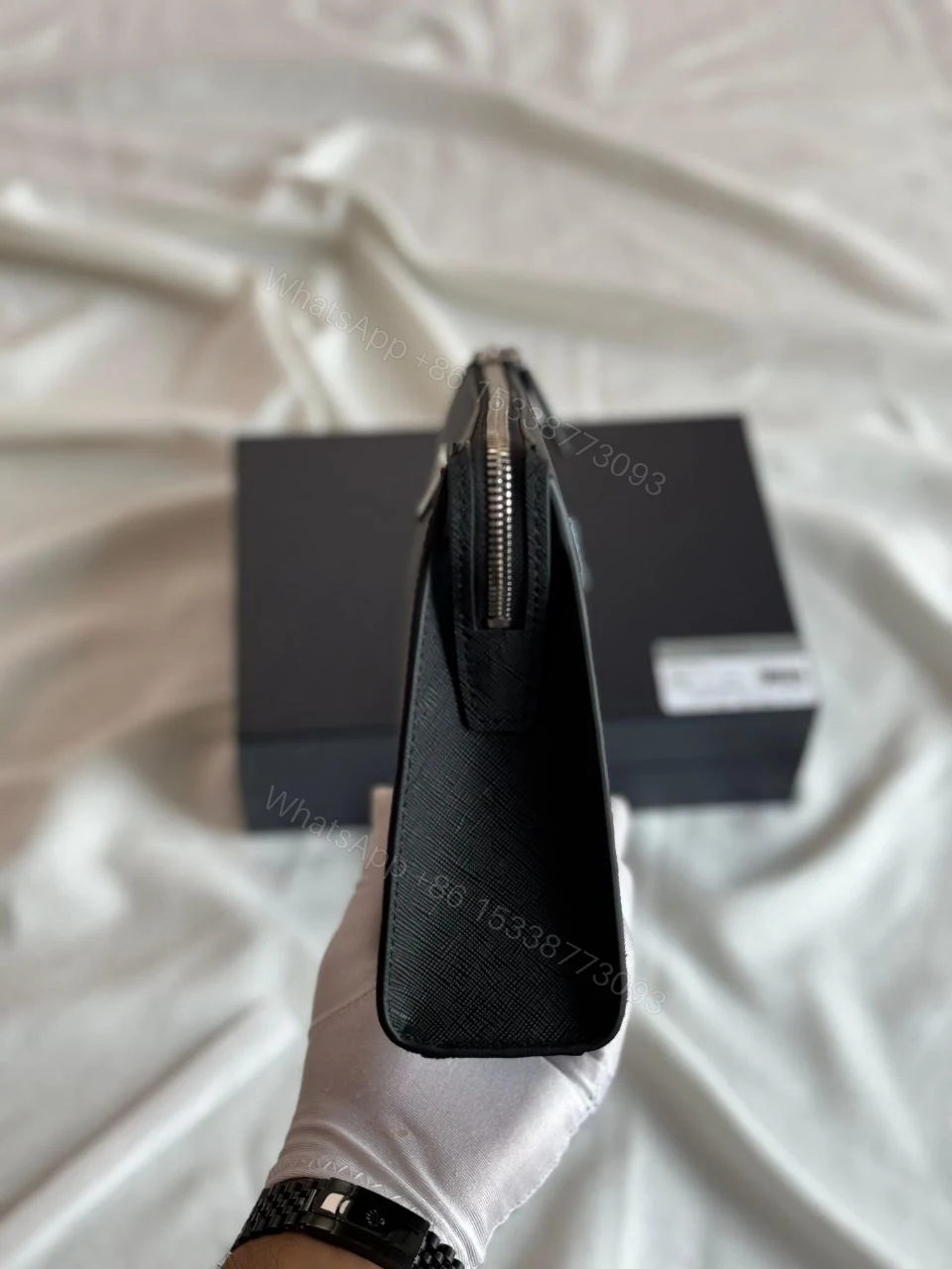 View 2 of Saffiano Lux Pouch Silver-Tone Hardwar