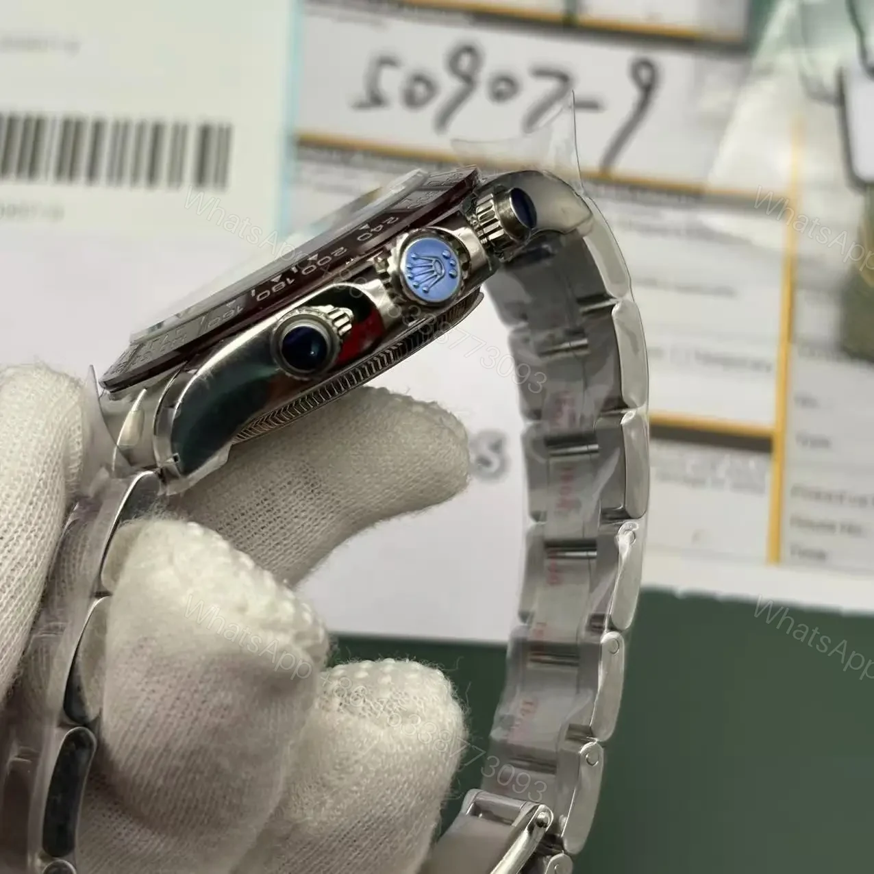 View 6 of Replica Rolex Daytona Ice Blue Arabic Dial Platinum Watch