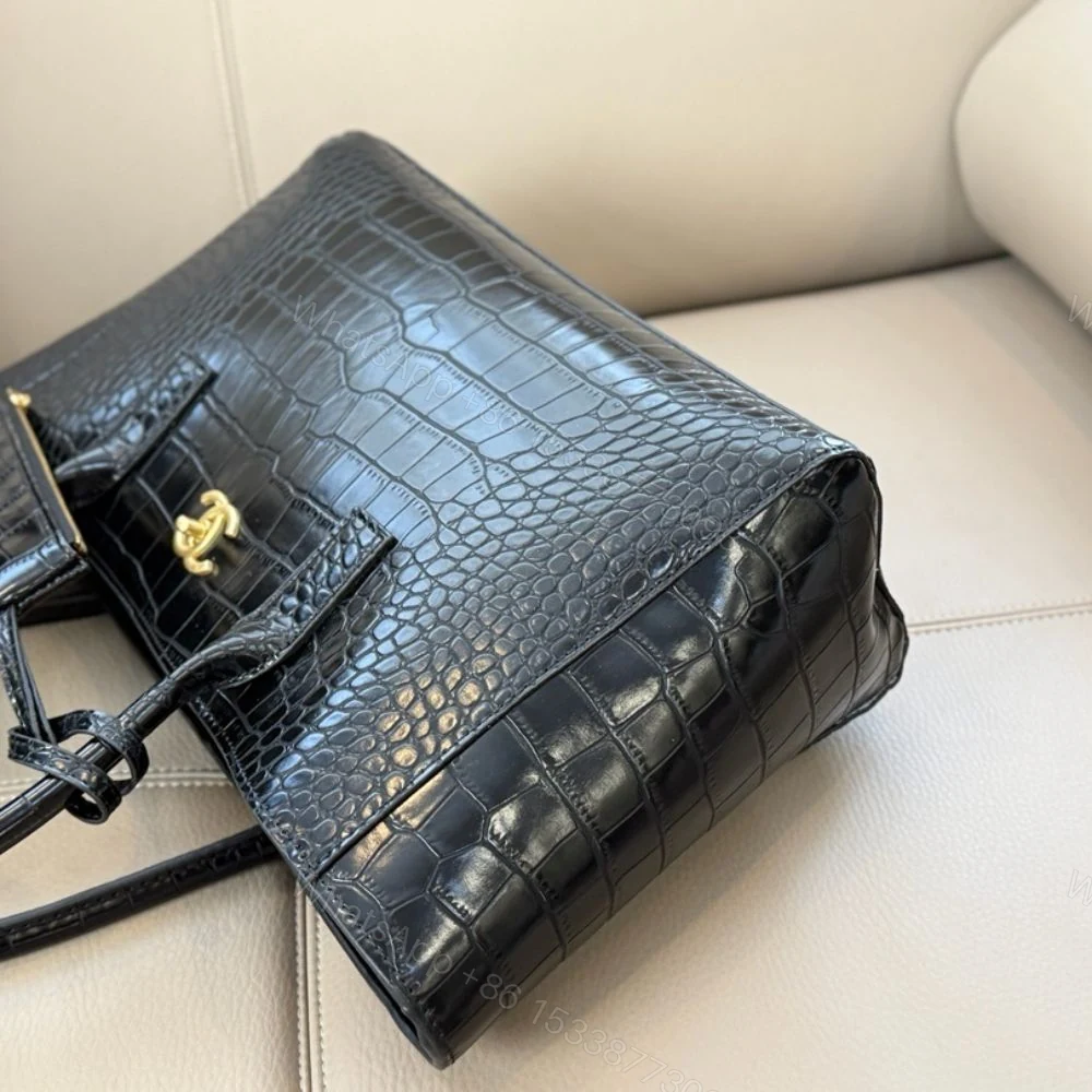 View 6 of Chanel Large Embossed Tote Bag Black With Gold CC And Pouch 35Cm