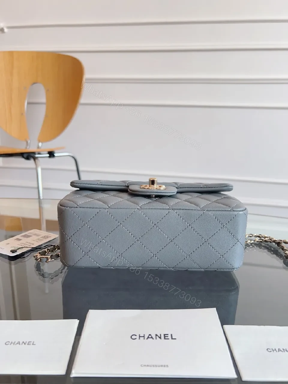 View 6 of Soft-Gray Quilted Leather Bag: Timeless Chic, Everyday Luxury