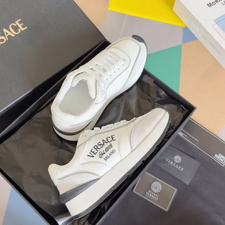 View 8 of Versace-Inspired White Leather Sneakers: Lux, Everyday Chic