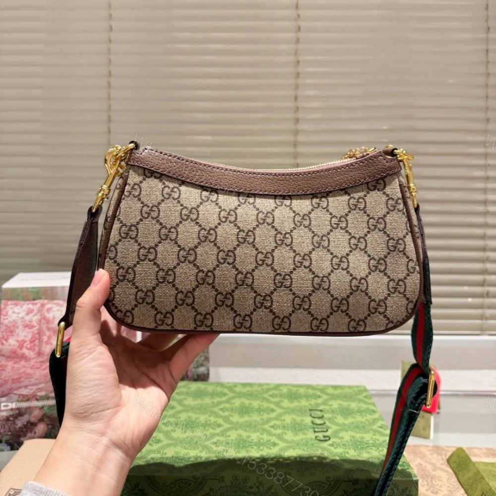 View 4 of Gucci Ophidia Small Shoulder Bag Beige And Dark Brown 25Cm 735132 FABLE 9442