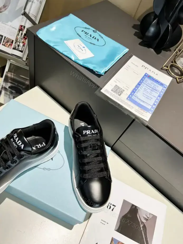 View 5 of PRADA DOWNTOWN BRUSHED LEATHER SNEAKERS – PRD036