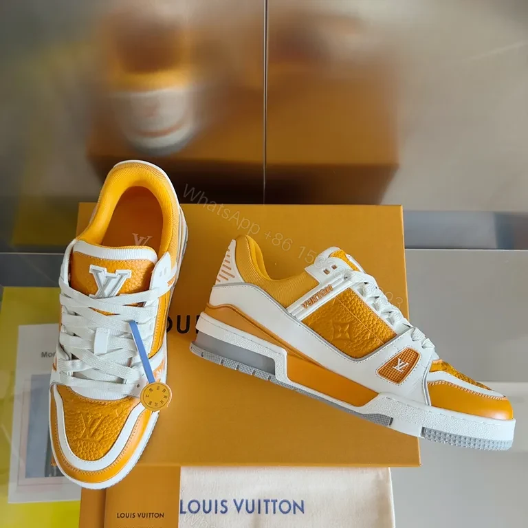 View 8 of Yellow Leather-Textile High-Tops: LV-Inspired Comfort Sneakers
