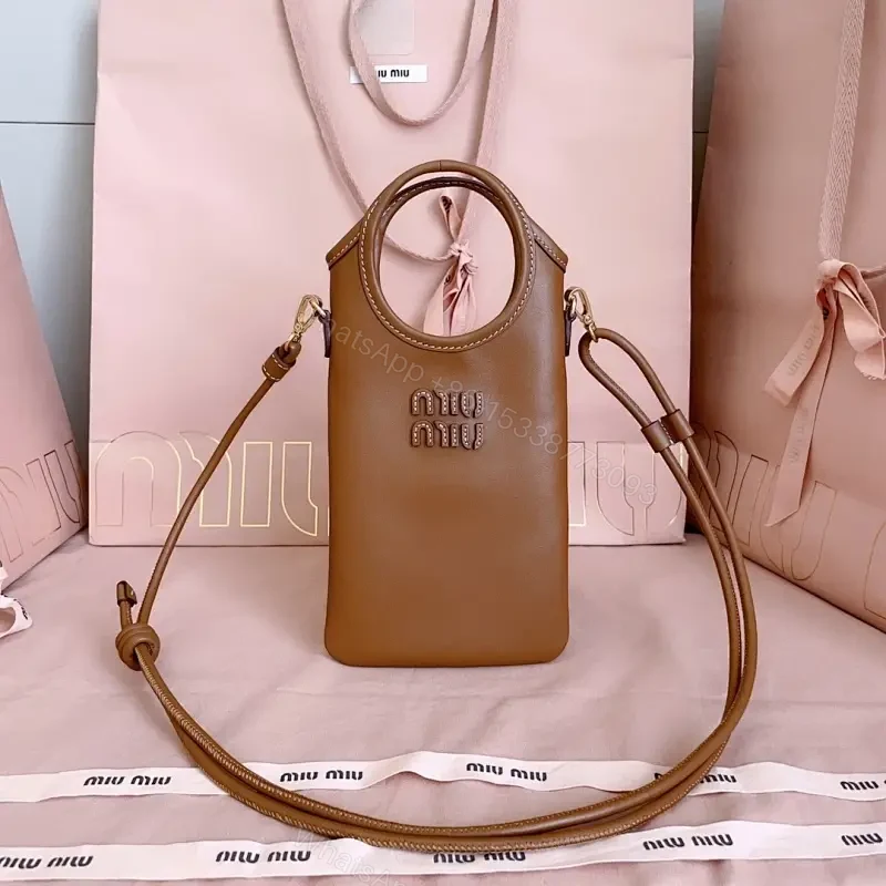 Caramel Leather Crossbody: Compact Luxury, Textured Style — view 1