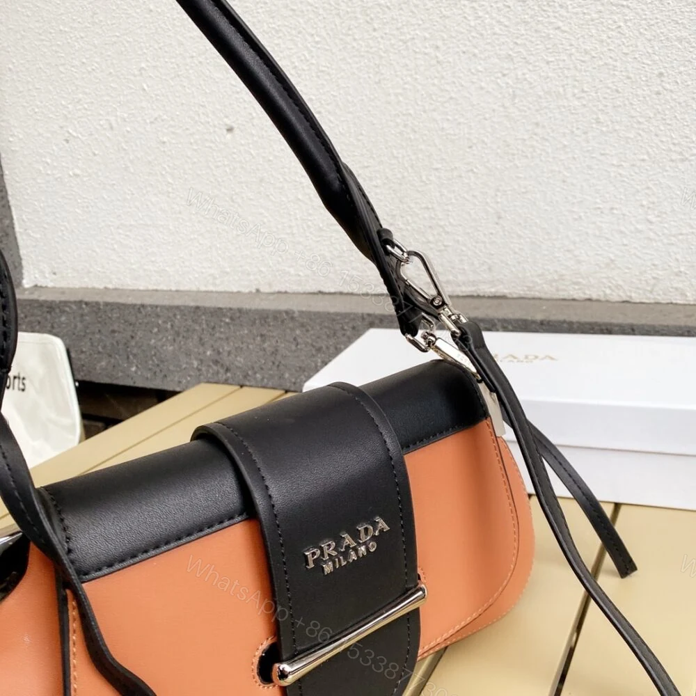 View 7 of Prada City Sidonie Shoulder Bag Brown And Black 28Cm 1BD168 2AIX F0R6P