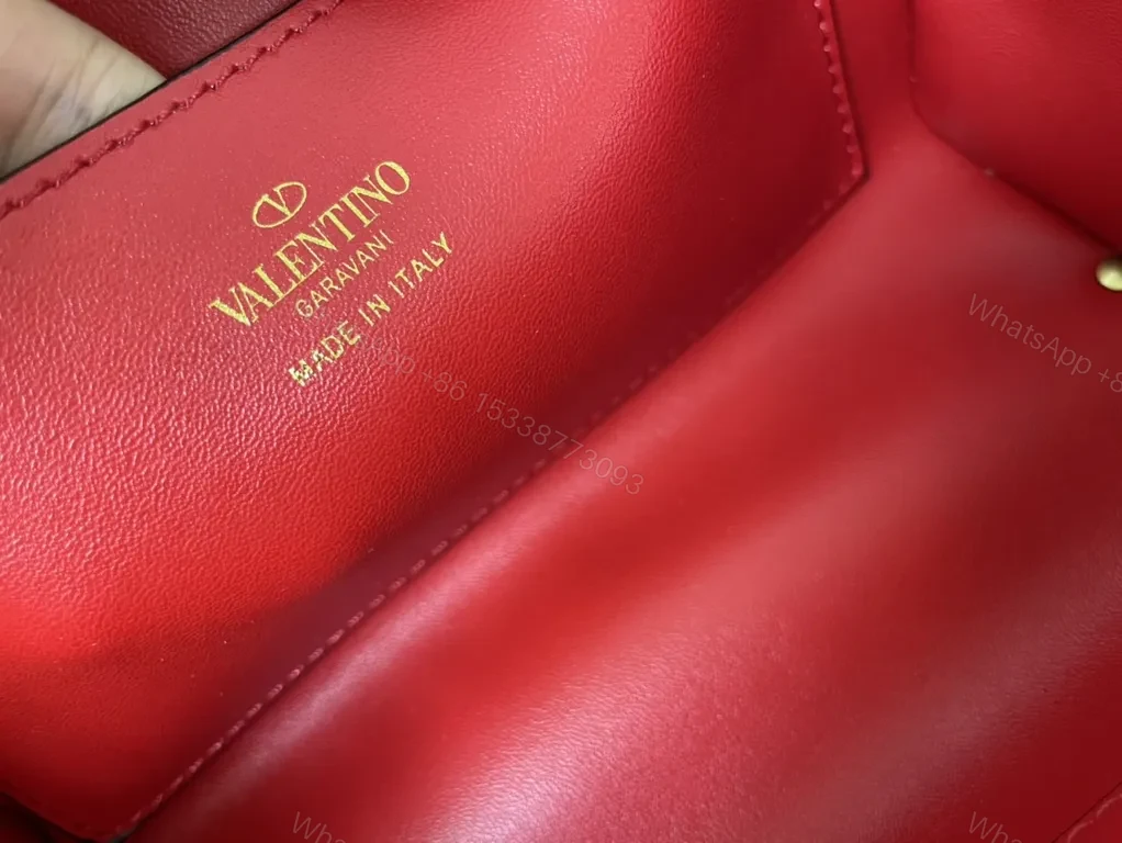 View 9 of Bold Black Leather Handbag with Gold Studs - Valentino Style Bag