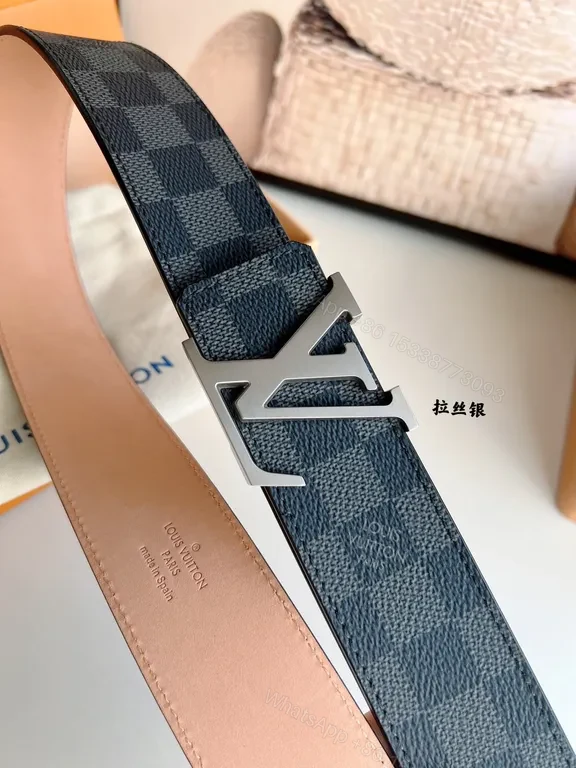 View 9 of Chic LV Damier Graphite Belt with Silver Buckle - 35mm Style