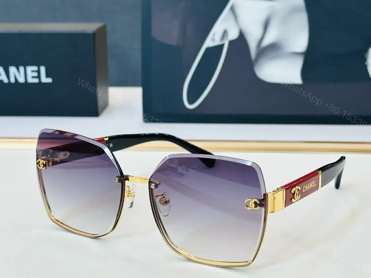 View 4 of Gray-Tone Metal & Acetate Sunglasses: Bold Geometry Lux