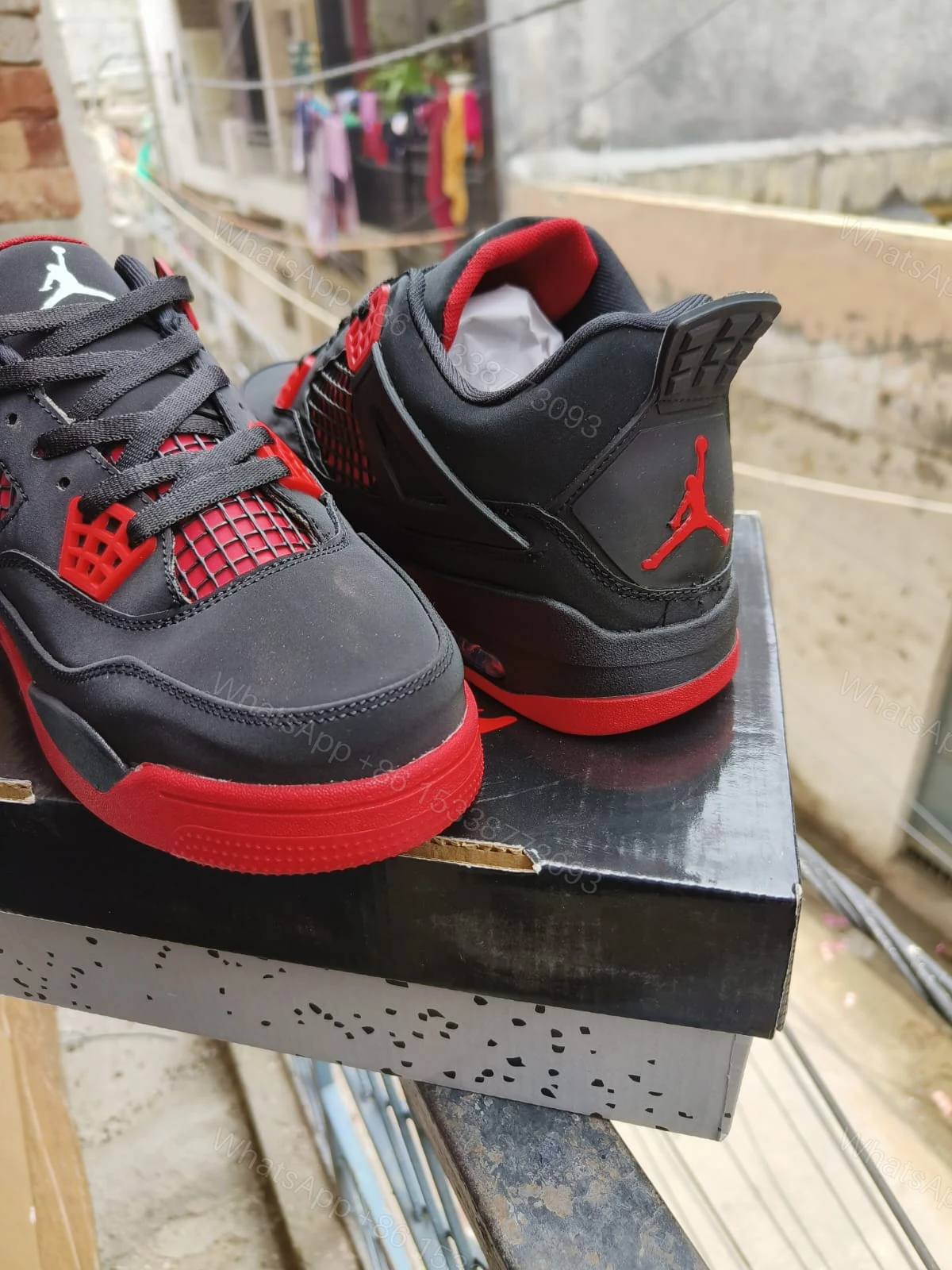 View 4 of BUY FIRST COPY NIKE JORDAN 4 “RED/BLACK” SNEAKERS