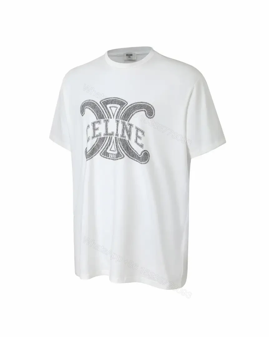 View 8 of White Cotton Tee: Premium Logo Graphic, Relaxed Fit, Durable