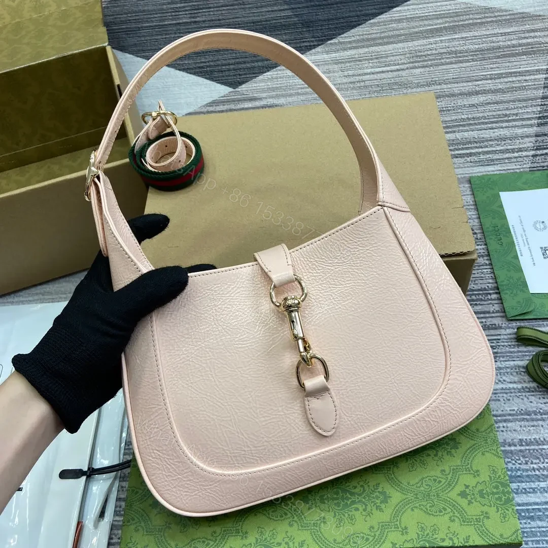 View 4 of JACKIE SMALL SHOULDER BAG 27 IN LIGHT PINK CRACKED LACQUER GOLD HARDWARE
