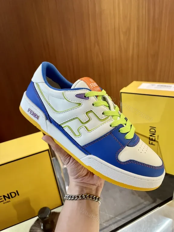 View 9 of Bold Contrast-Block Fusion High-Top Sneaker with Fendi Detailing